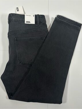 Refuge Denim Black Distressed‎ Mom Jeans Size 9 NWT